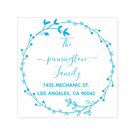 Tampon Auto-encreur Fleurs de cercle rustiques Adresse de retour manus (Design)