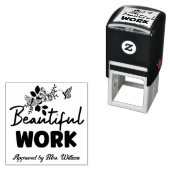 Tampon Auto-encreur Fleurs d'emploi excellentes Grading Encouragement  (En situation)