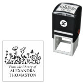 Tampon Auto-encreur Fleurs élégantes, Papillons Nom du livre (En situation)