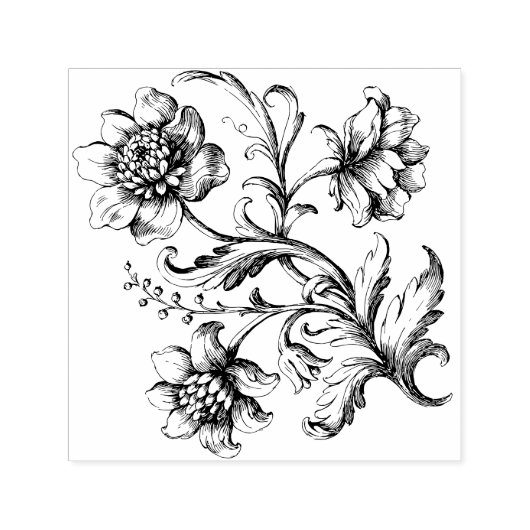 Tampon Auto-encreur Fleurs victoriennes (Design)
