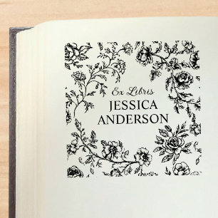 Tampon Auto-encreur Fleurs Vintage Floral Ex Libris Ex-Libris