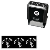 Tampon Auto-encreur Floral blanc sur noir (En situation)