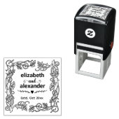 Tampon Auto-encreur Floral Frame Mariée Groom Noms Mariage Couple (En situation)