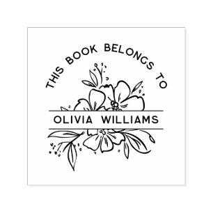 Tampon Auto-encreur Floral Moderne Ce Livre Appartient À Nom Personnal