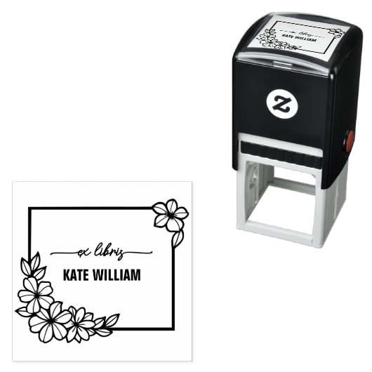 Tampon Auto-encreur Floral Wreath Custom ex libris (En situation)