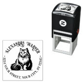 Tampon Auto-encreur Fluffy Long Cheveux Chat assis #1 Nom Adresse de l (En situation)