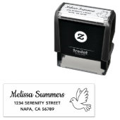 Tampon Auto-encreur Flying Cartoon Dove Bird Return Address (En situation)