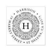Tampon Auto-encreur Folk Art Wreath Monogramme Adresse de retour (Design)