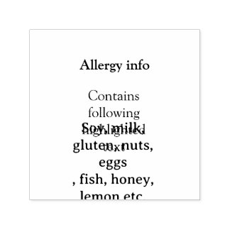 Tampon Auto-encreur Food allergy alert add name text food items invita