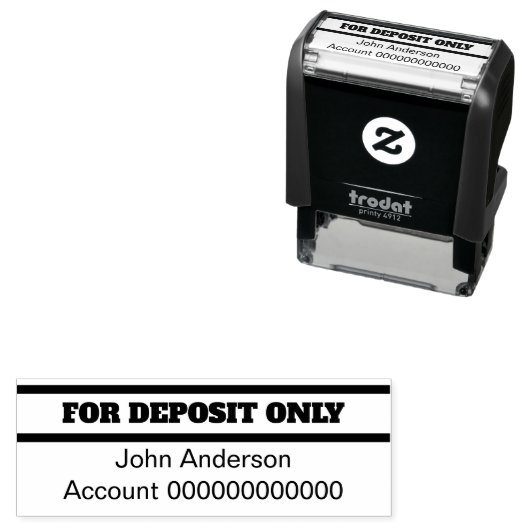Tampon Auto-encreur For Deposit Only (Bold) Name Bank Account Number (En situation)