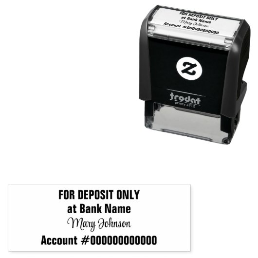 Tampon Auto-encreur For Deposit Only "Signature" Bank Name Account No. (En situation)