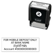 Tampon Auto-encreur For Mobile Deposit Only Bank Account No. Signature (En situation)