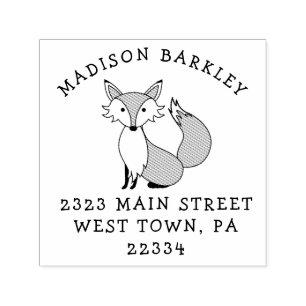 Tampon Auto-encreur Fox Kid Cute Woodland Animal Return Adresse Stamp