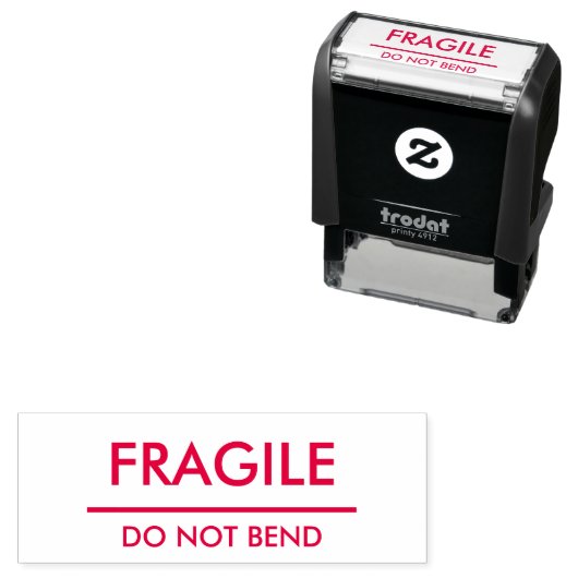 Tampon Auto-encreur Fragile / Do Not Bend Red Bold Mailing (En situation)