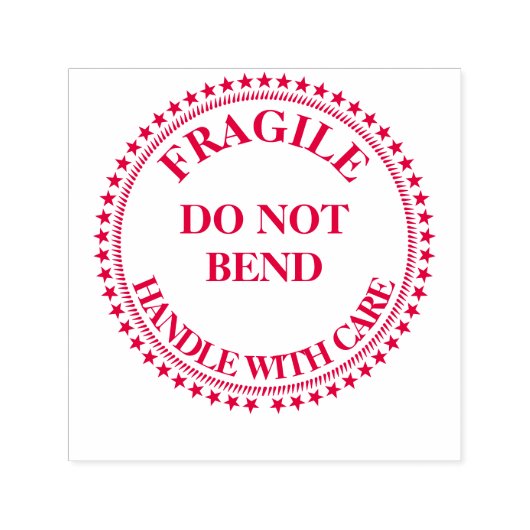 Tampon Auto-encreur Fragile ne plie pas do-it-yourself rouge rond (Design)