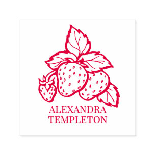 Tampon Auto-encreur Fraises mignonnes avec nom de feuilles