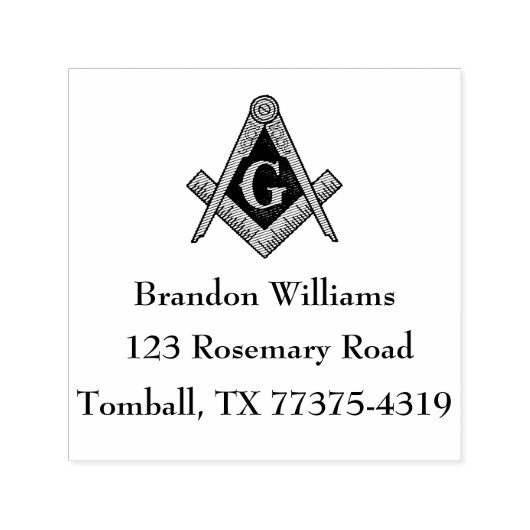 Tampon Auto-encreur Freemason Masonic Carré et Compass (Design)