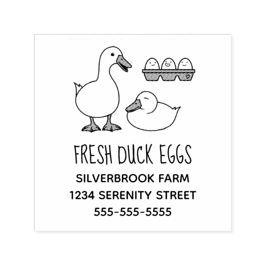 Tampon Auto-encreur Fresh Duck Eggs Farm Adresse 2 (Design)