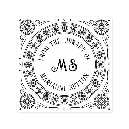 Tampon Auto-encreur "From the library of" Monogram Library Bookplate (Design)