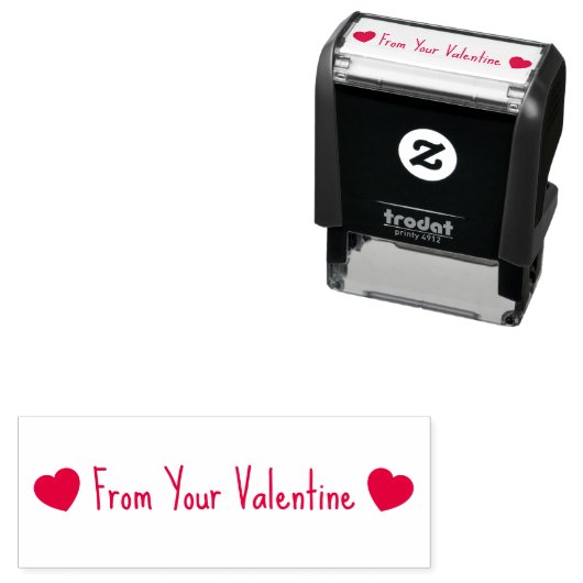 Tampon Auto-encreur From Your Valentine with 2 Hearts Text Template (En situation)