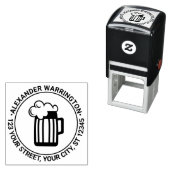 Tampon Auto-encreur Frothy Beer Mug Nom Adresse de retour (En situation)