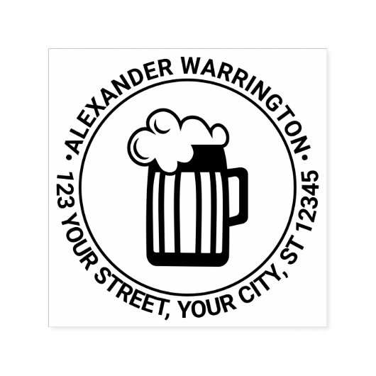 Tampon Auto-encreur Frothy Beer Mug Nom Adresse de retour (Design)