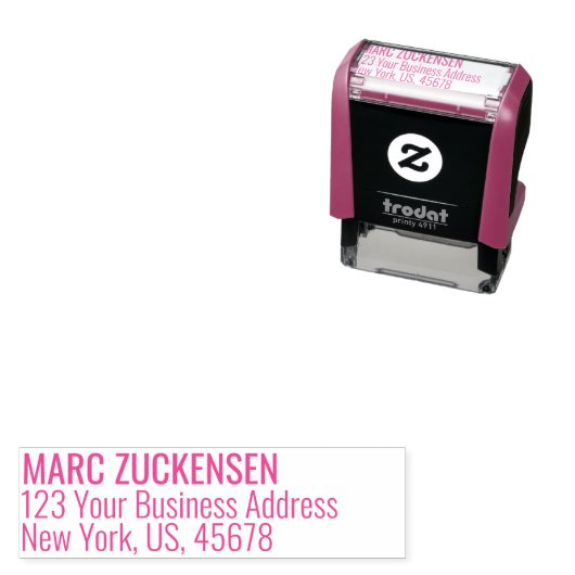 Tampon Auto-encreur FUCHSIA PINK INK Adresse de retour (En situation)