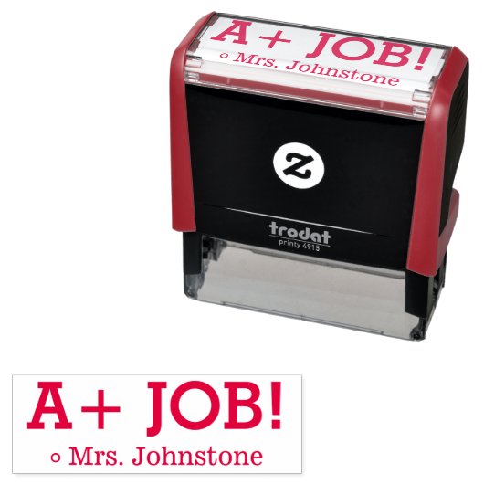 Tampon Auto-encreur Fun "A+ JOB !" Remerciements Timbre en caoutchouc (En situation)