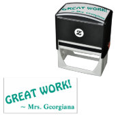 Tampon Auto-encreur Fun "BEAU TRAVAIL !" Timbre en caoutchouc de marqu (En situation)