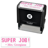 Tampon Auto-encreur Fun "SUPER JOB !" Timbre en caoutchouc de l'enseig (En situation)