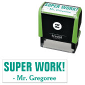 Tampon Auto-encreur Fun "SUPER WORK !" + Nom de l'éducateur personnali (En situation)