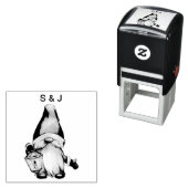 Tampon Auto-encreur Funky Noël Père Noël Gnome Couples Monogramme (En situation)