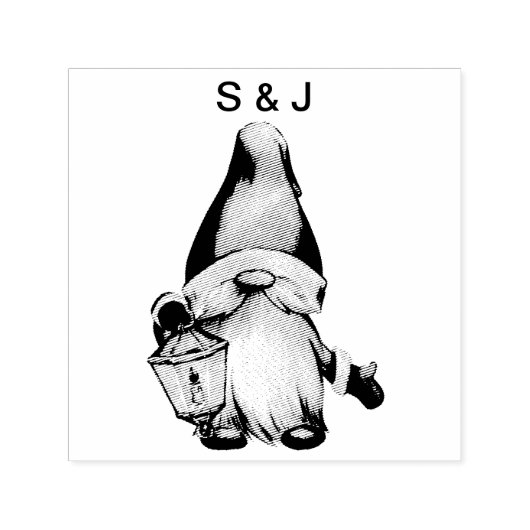Tampon Auto-encreur Funky Noël Père Noël Gnome Couples Monogramme (Design)