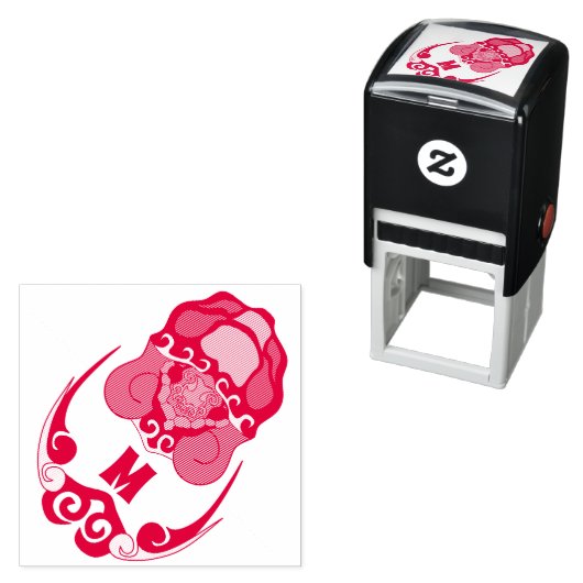 Tampon Auto-encreur Funky Tortoise Chilling Monogramme (En situation)