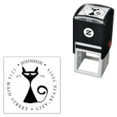 Tampon Auto-encreur Funny Black Cat Silhouette Étiquette retour (En situation)