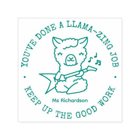 Tampon Auto-encreur Funny Cute Llama Extraordinaire emploi Professeur (Design)