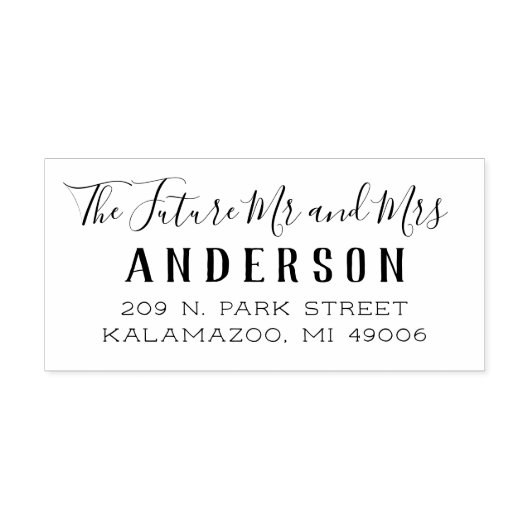 Tampon Auto-encreur Futur M. et Mme Script Mariage Adresse de retour (Design)