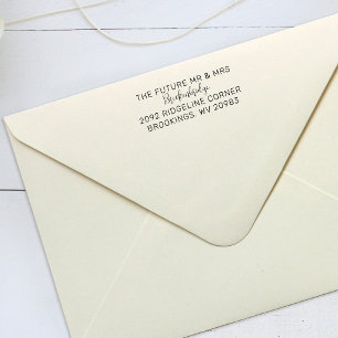 Tampon Auto-encreur Futur M. Mme Script Couples Adresse de retour