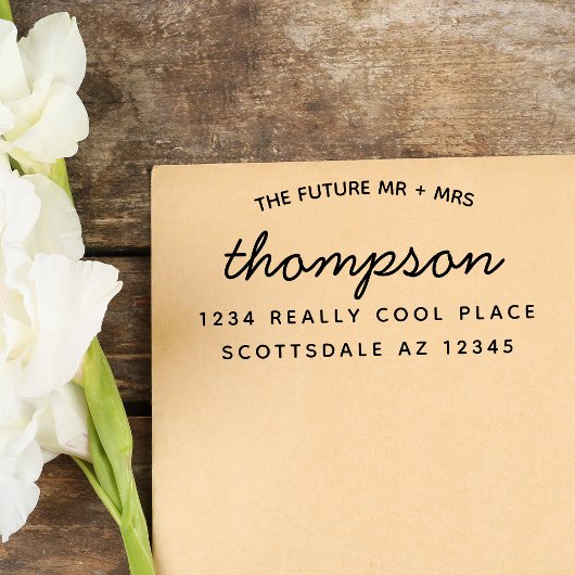 Tampon Auto-encreur Futur Personnalisé M. Mme Mariage Moderne Adresse 