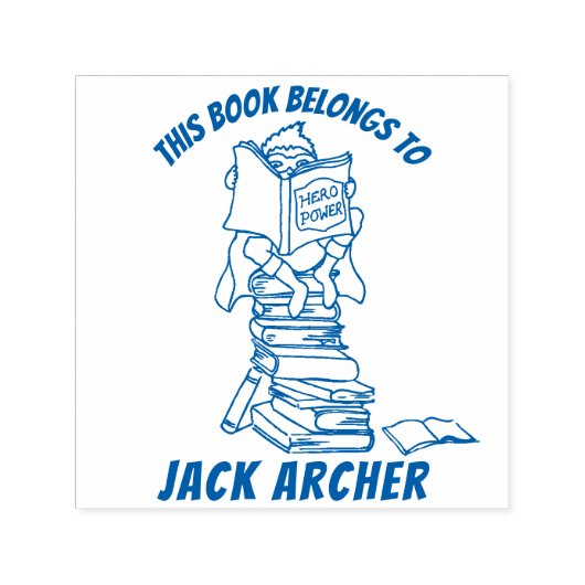 Tampon Auto-encreur Garçon lecture livres nom enfants bibliothèque tim (Design)