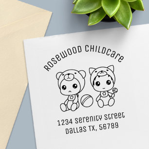 Tampon Auto-encreur Garde d'enfants Baby Cat Bear Adresse 3