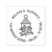 Tampon Auto-encreur Garden Lantern Flowers Adresse ronde 4 (Design)