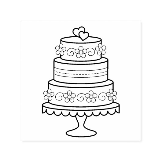 Tampon Auto-encreur Gâteau Mariage hiérarchisé (Design)