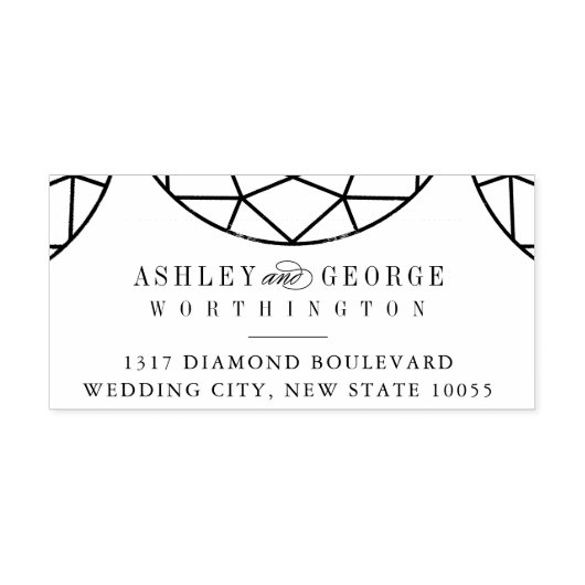 Tampon Auto-encreur Gem diamant rond Géométrique Monogramme Chic Maria (Design)