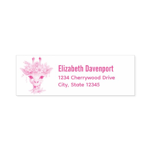 Tampon Auto-encreur Giraffe mignonne à couronne florale (Design)