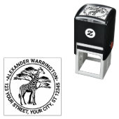 Tampon Auto-encreur Giraffe tachetée par arbre #2 Nom Adresse (En situation)