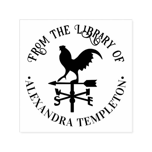 Tampon Auto-encreur Girouette rustique #3 Nom de livre de bibliothèque (Design)