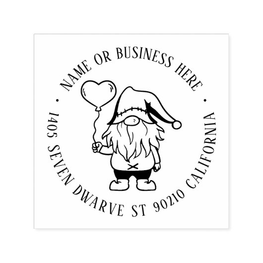 Tampon Auto-encreur Gnome de Noël mignon Nom personnalisé Adresse de r (Design)