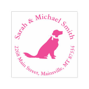 Tampon Auto-encreur Golden Retriever Chien Baby shower rose