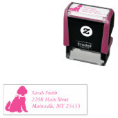 Tampon Auto-encreur Goldendoodle Baby shower rose (En situation)